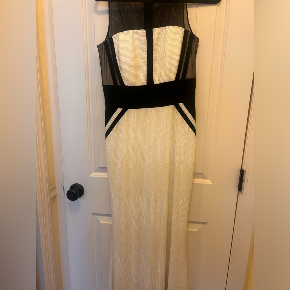 Calvin Klein Black and Cream Backless Dress